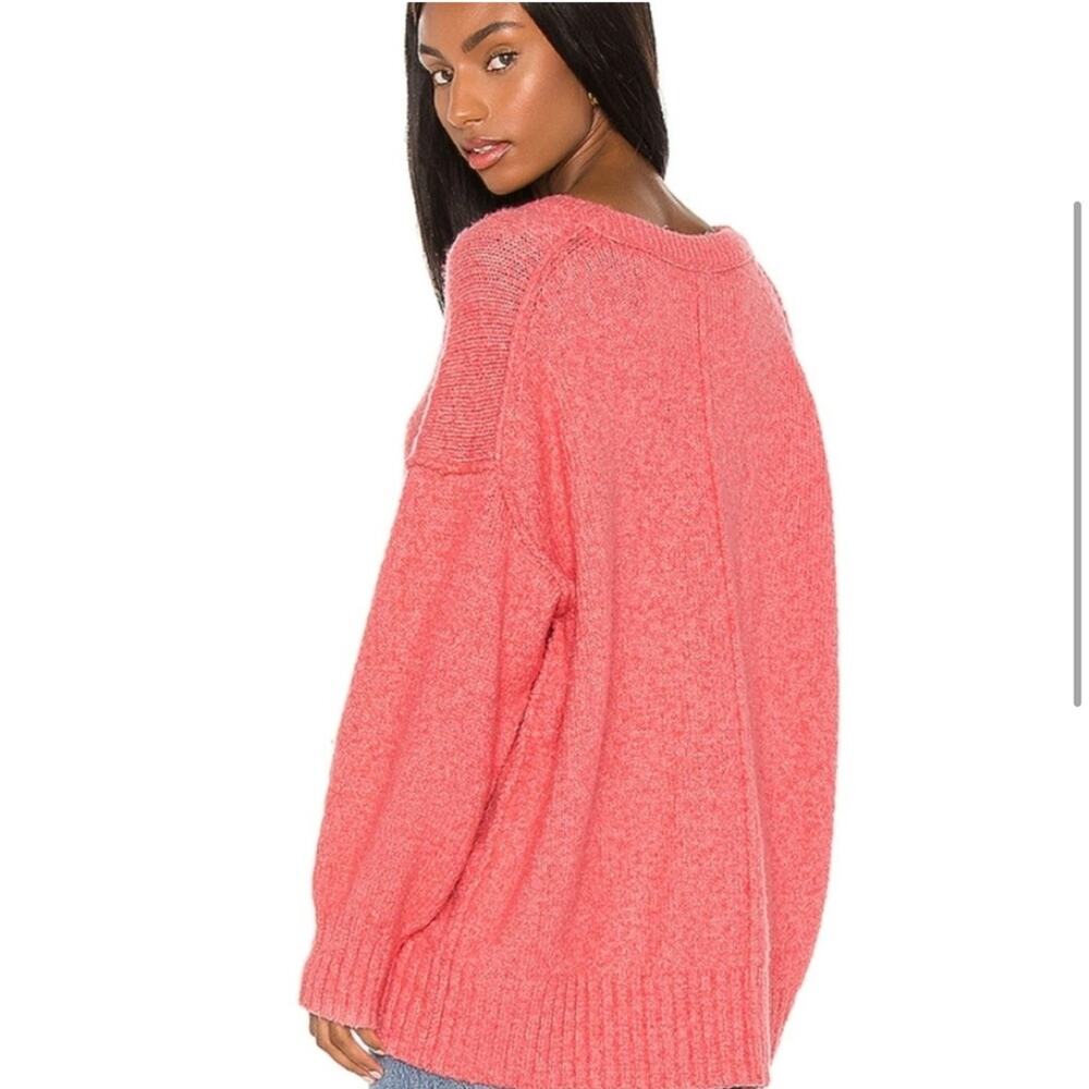 NEW Free People Sweater Brookside Bright Pink Scoop Neck Tunic Women’s Small - Picture 3 of 6